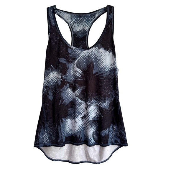 New Athleta Cloudlight Racerback Muscle Tank Top Blue Black Print Yoga Large - Picture 1 of 5